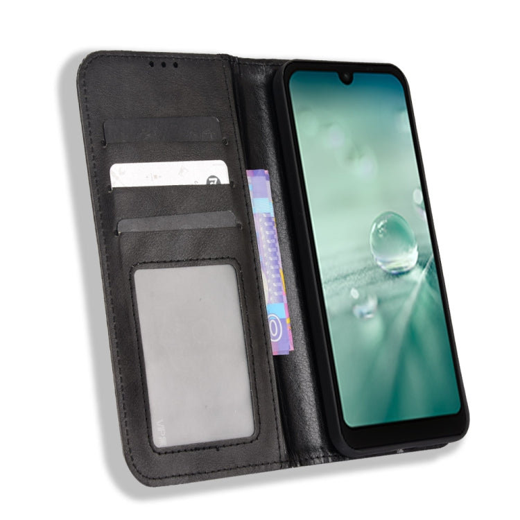 For Sharp Aquos Wish Magnetic Buckle Retro Texture Leather Phone Case