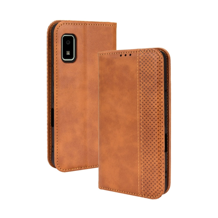 For Sharp Aquos Wish Magnetic Buckle Retro Texture Leather Phone Case