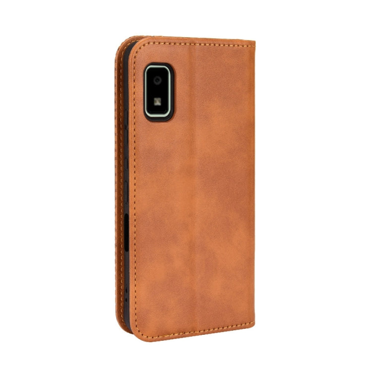 For Sharp Aquos Wish Magnetic Buckle Retro Texture Leather Phone Case