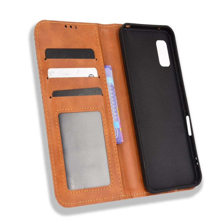 For Sharp Aquos Wish Magnetic Buckle Retro Texture Leather Phone Case