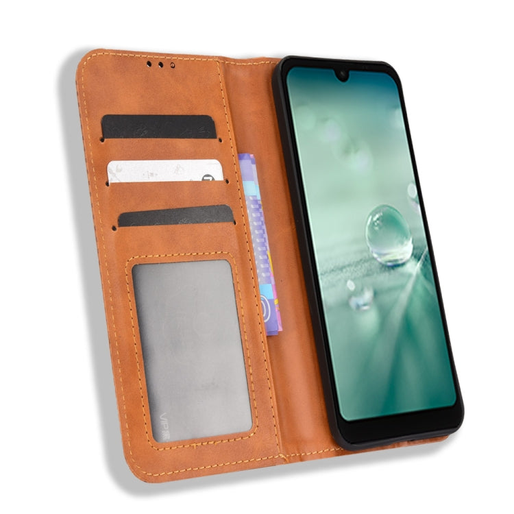 For Sharp Aquos Wish Magnetic Buckle Retro Texture Leather Phone Case