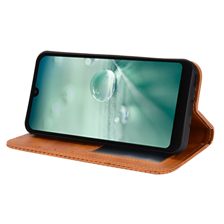 For Sharp Aquos Wish Magnetic Buckle Retro Texture Leather Phone Case