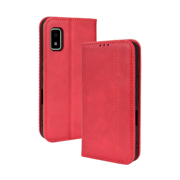 For Sharp Aquos Wish Magnetic Buckle Retro Texture Leather Phone Case