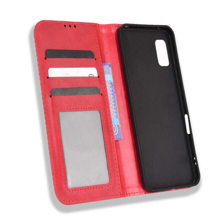 For Sharp Aquos Wish Magnetic Buckle Retro Texture Leather Phone Case