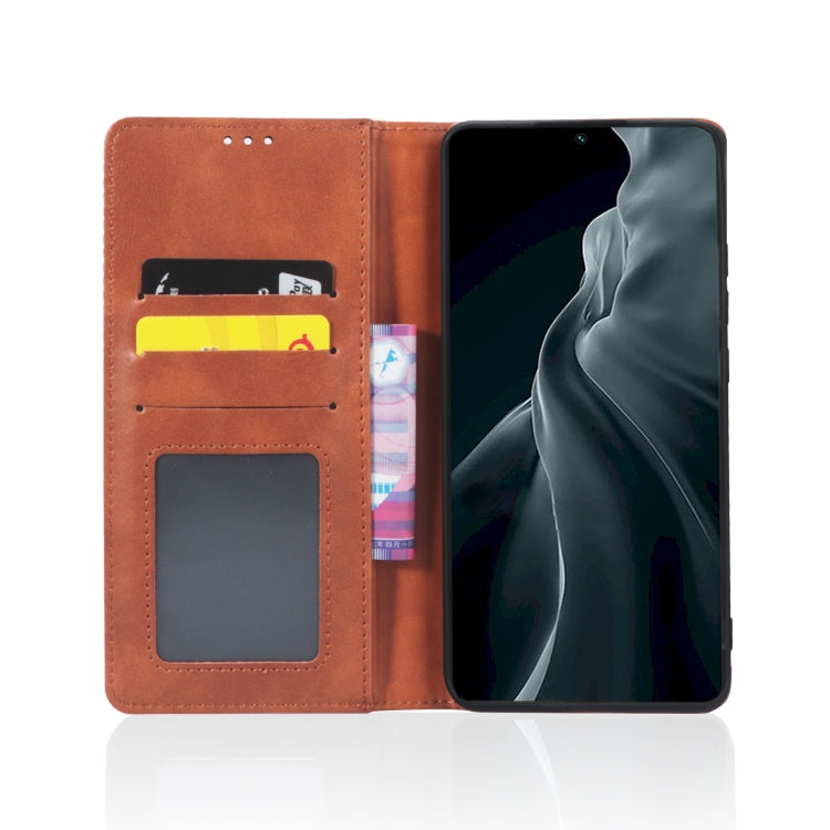 For Xiaomi 12 Magnetic Buckle Retro Texture Leather Phone Case