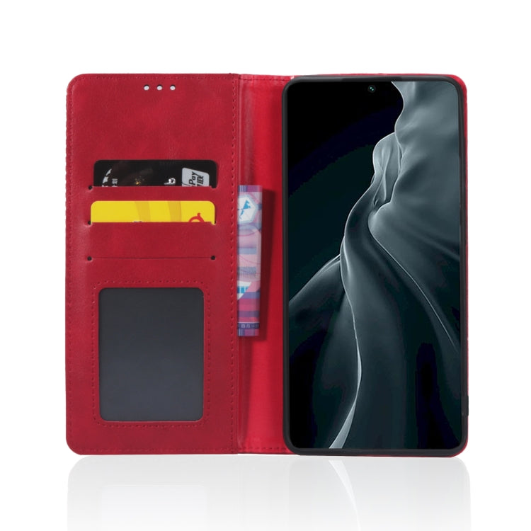 For Xiaomi 12 Magnetic Buckle Retro Texture Leather Phone Case