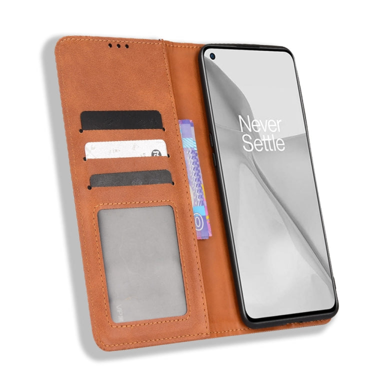 For OnePlus 10 Pro 5G Magnetic Buckle Retro Texture Leather Phone Case