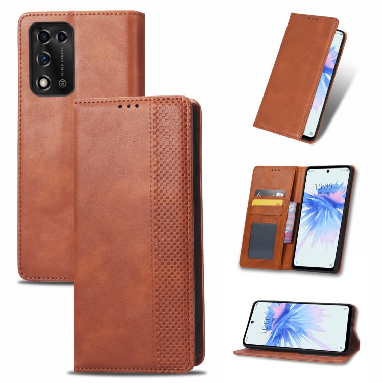 For ZTE Libero 5G II Magnetic Buckle Retro Texture Leather Phone Case