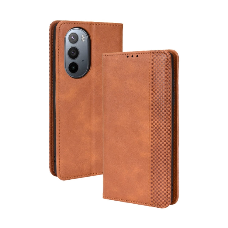 For Motorola Moto Edge X30 Magnetic Buckle Retro Crazy Horse Leather Phone Case