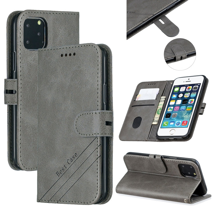 For iPhone 11 Pro Stitching Style 2-Color Cow Texture Horizontal Flip PU Leather Case with Holder & Card Slot & Lanyard