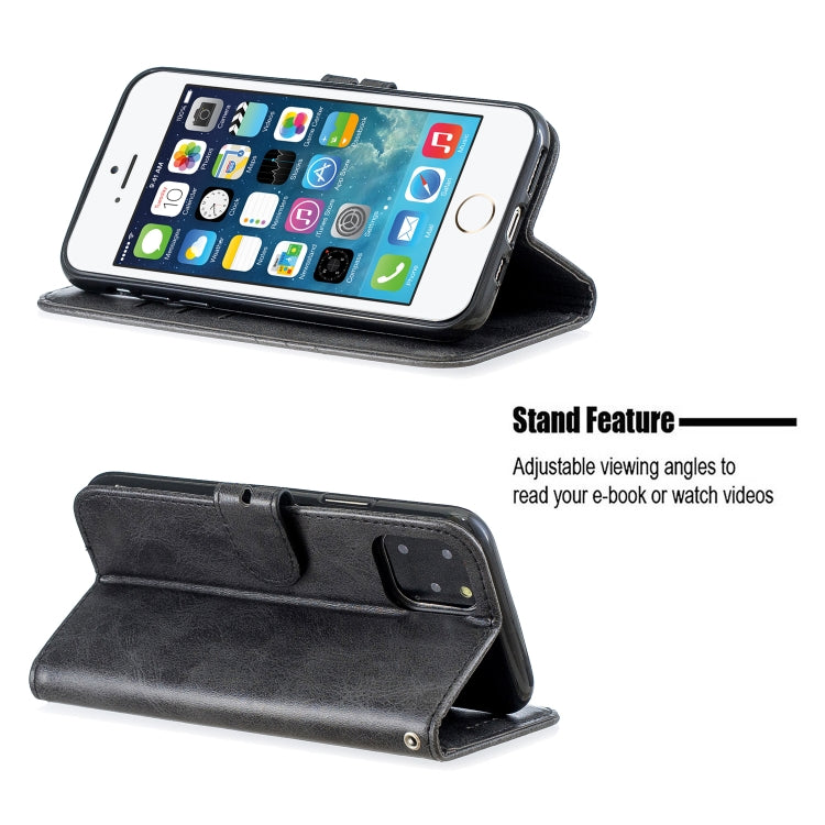 For iPhone 11 Pro Stitching Style 2-Color Cow Texture Horizontal Flip PU Leather Case with Holder & Card Slot & Lanyard