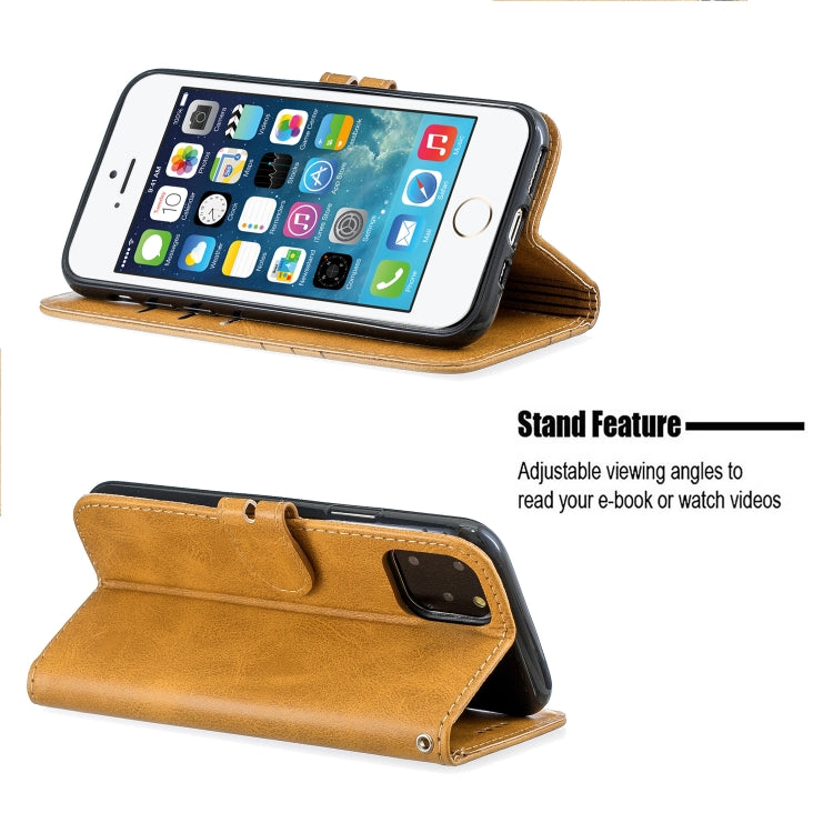 For iPhone 11 Pro Stitching Style 2-Color Cow Texture Horizontal Flip PU Leather Case with Holder & Card Slot & Lanyard