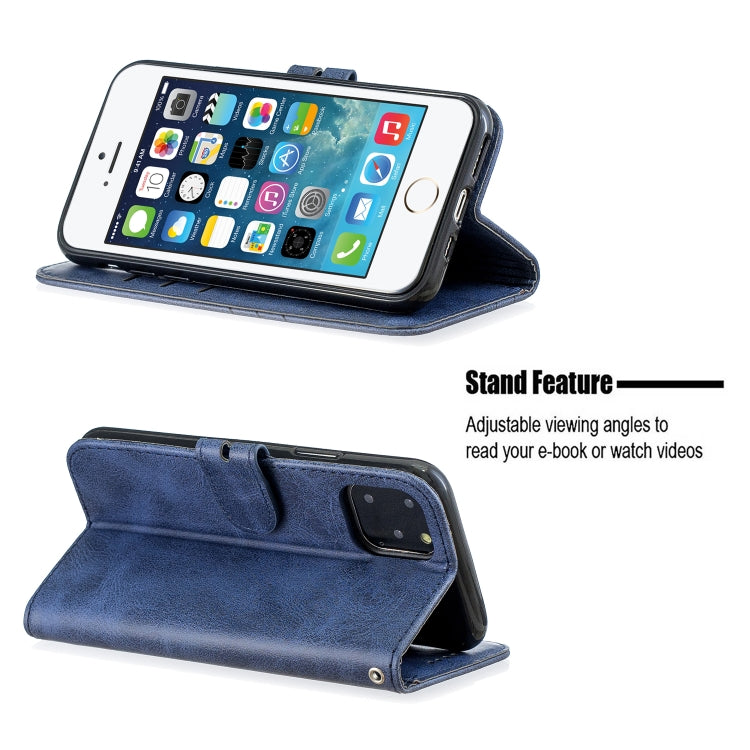 For iPhone 11 Pro Stitching Style 2-Color Cow Texture Horizontal Flip PU Leather Case with Holder & Card Slot & Lanyard