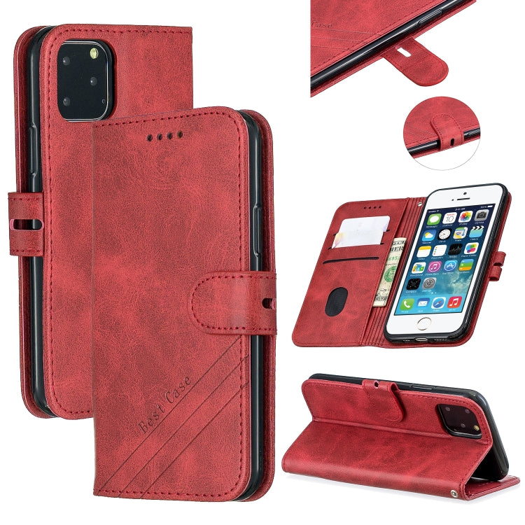 For iPhone 11 Pro Stitching Style 2-Color Cow Texture Horizontal Flip PU Leather Case with Holder & Card Slot & Lanyard