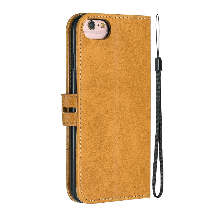 For iPhone 6 & 6s &  7 & 8 Stitching Style 2-Color Cow Texture Horizontal Flip PU Leather Case with Holder & Card Slot & Lanyard