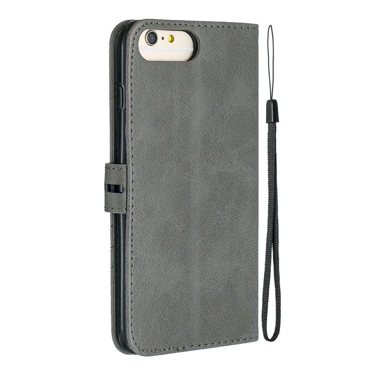 For iPhone 6 Plus & 6s Plus Stitching Style 2-Color Cow Texture Horizontal Flip PU Leather Case with Holder & Card Slot & Lanyard