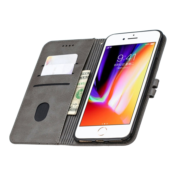 For iPhone 6 Plus & 6s Plus Stitching Style 2-Color Cow Texture Horizontal Flip PU Leather Case with Holder & Card Slot & Lanyard