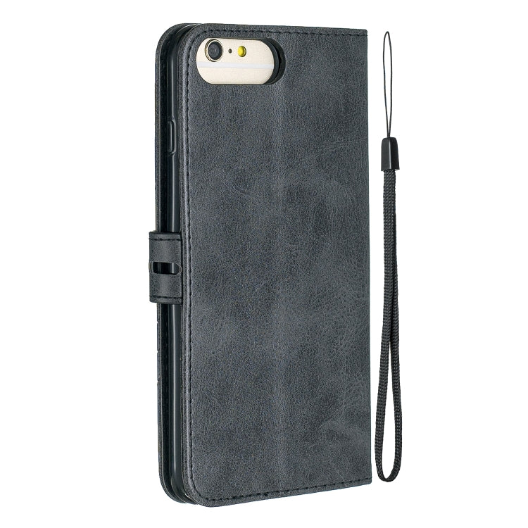 For iPhone 6 Plus & 6s Plus Stitching Style 2-Color Cow Texture Horizontal Flip PU Leather Case with Holder & Card Slot & Lanyard