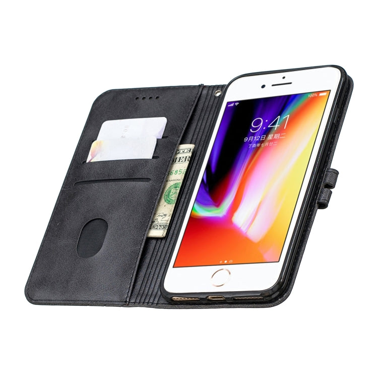 For iPhone 6 Plus & 6s Plus Stitching Style 2-Color Cow Texture Horizontal Flip PU Leather Case with Holder & Card Slot & Lanyard