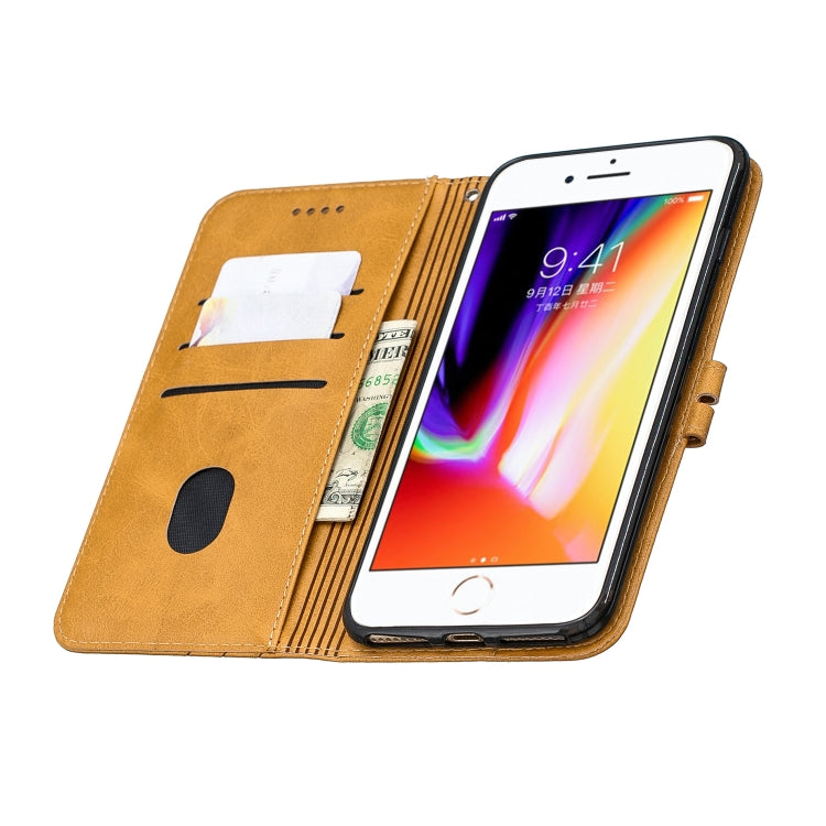 For iPhone 6 Plus & 6s Plus Stitching Style 2-Color Cow Texture Horizontal Flip PU Leather Case with Holder & Card Slot & Lanyard