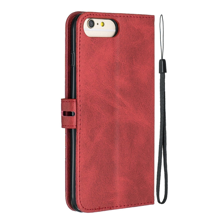 For iPhone 6 Plus & 6s Plus Stitching Style 2-Color Cow Texture Horizontal Flip PU Leather Case with Holder & Card Slot & Lanyard