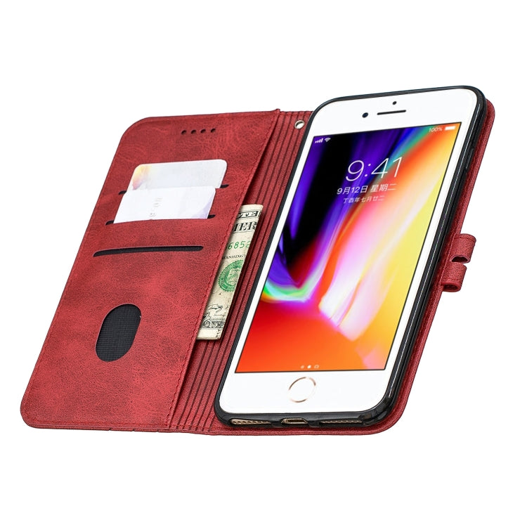 For iPhone 6 Plus & 6s Plus Stitching Style 2-Color Cow Texture Horizontal Flip PU Leather Case with Holder & Card Slot & Lanyard