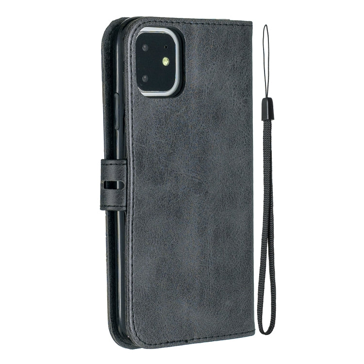 For iPhone 11 Stitching Style 2-Color Cow Texture Horizontal Flip PU Leather Case with Holder & Card Slot & Lanyard