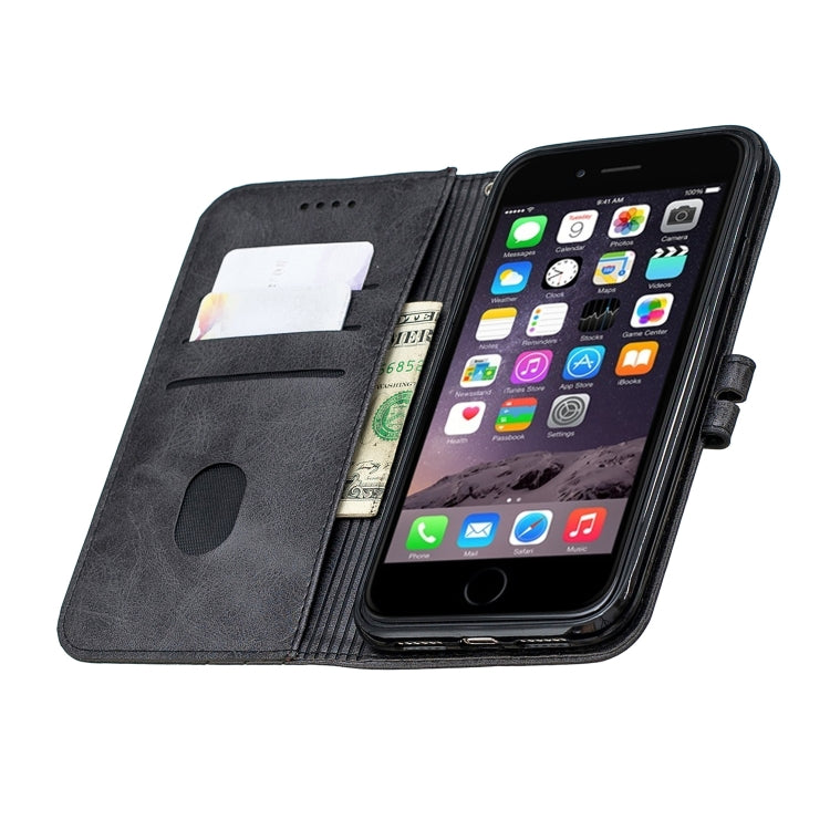 For iPhone 11 Stitching Style 2-Color Cow Texture Horizontal Flip PU Leather Case with Holder & Card Slot & Lanyard