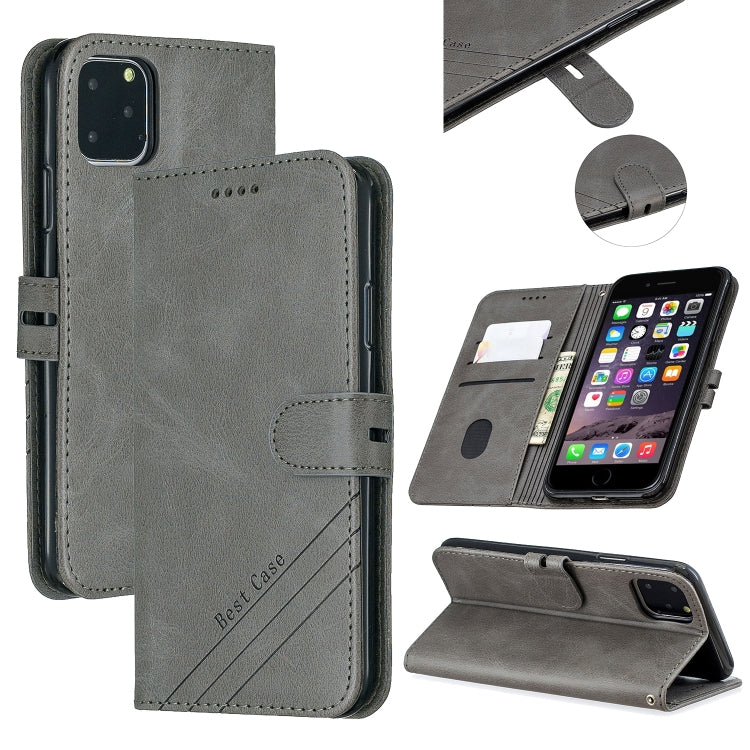 For iPhone 11 Pro Max Stitching Style 2-Color Cow Texture Horizontal Flip PU Leather Case with Holder & Card Slot & Lanyard