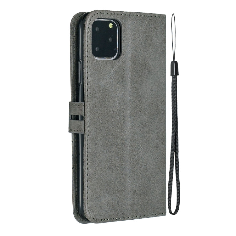 For iPhone 11 Pro Max Stitching Style 2-Color Cow Texture Horizontal Flip PU Leather Case with Holder & Card Slot & Lanyard