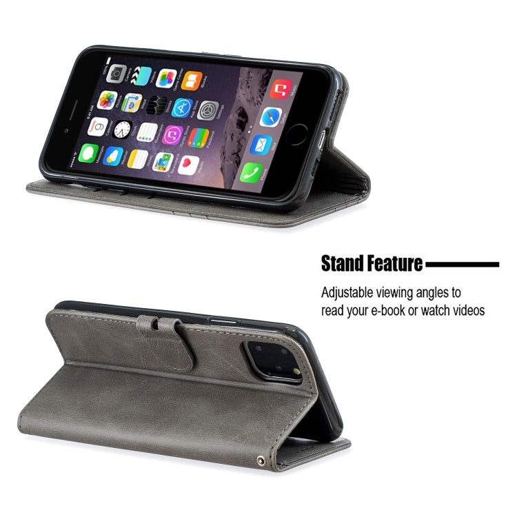 For iPhone 11 Pro Max Stitching Style 2-Color Cow Texture Horizontal Flip PU Leather Case with Holder & Card Slot & Lanyard