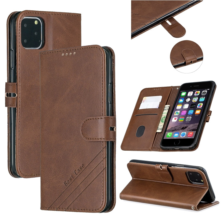For iPhone 11 Pro Max Stitching Style 2-Color Cow Texture Horizontal Flip PU Leather Case with Holder & Card Slot & Lanyard