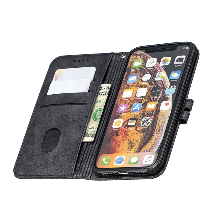 For iPhone X & XS Stitching Style 2-Color Cow Texture Horizontal Flip PU Leather Case with Holder & Card Slot & Lanyard