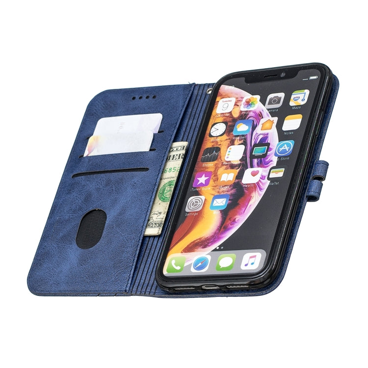 For iPhone XR Stitching Style 2-Color Cow Texture Horizontal Flip PU Leather Case with Holder & Card Slot & Lanyard