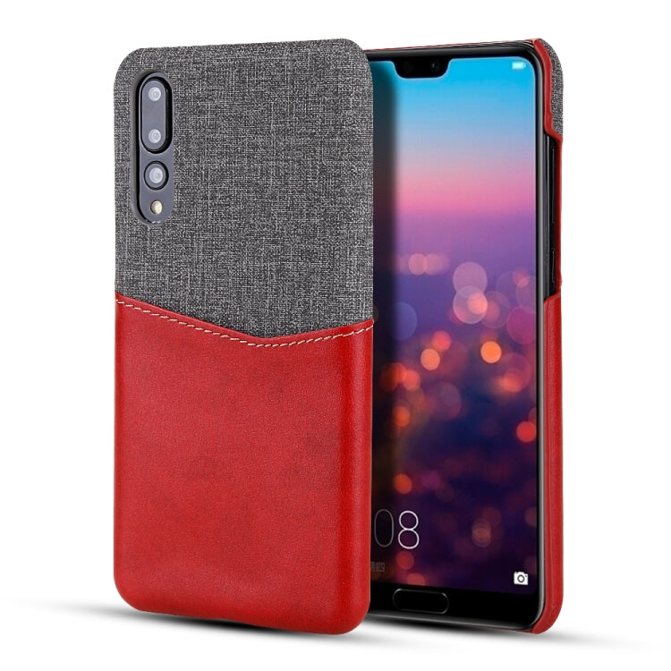 For Huawei P20 PC + PU Splicing Case with Card Slots