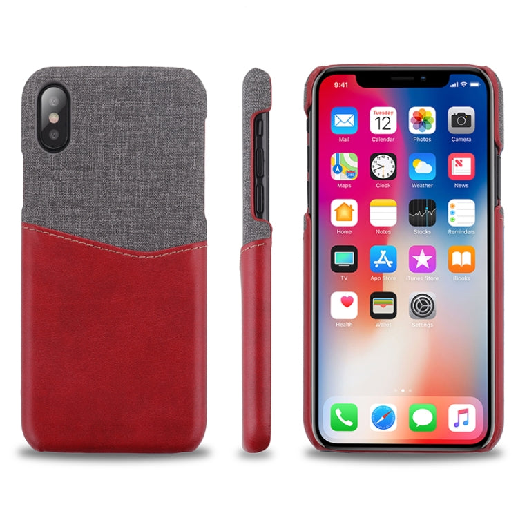 For iPhone X / XS PC + PU Splicing Case with Card Slots