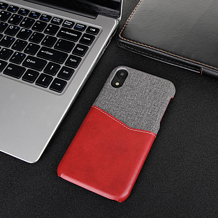 For iPhone XR PC + PU Splicing Case with Card Slots