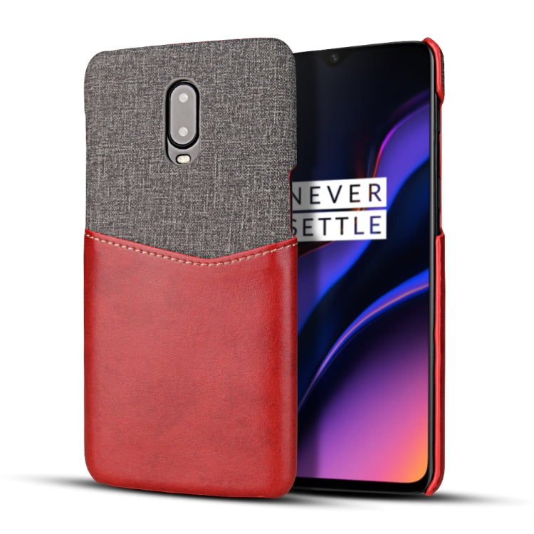 For OnePlus 6T PC + PU Splicing Case with Card Slots