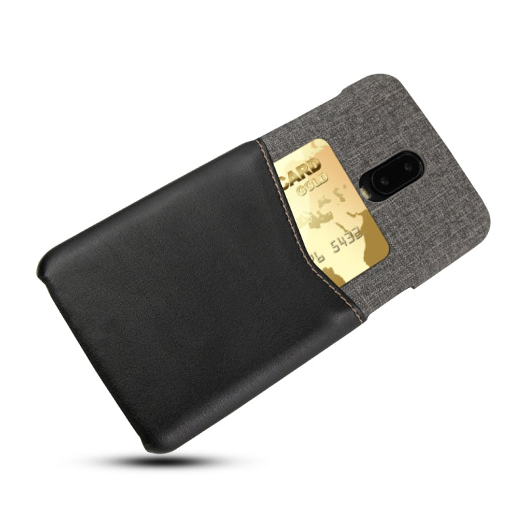 For OnePlus 6T PC + PU Splicing Case with Card Slots