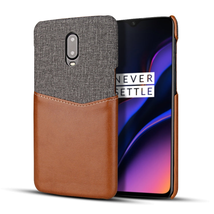 For OnePlus 6T PC + PU Splicing Case with Card Slots