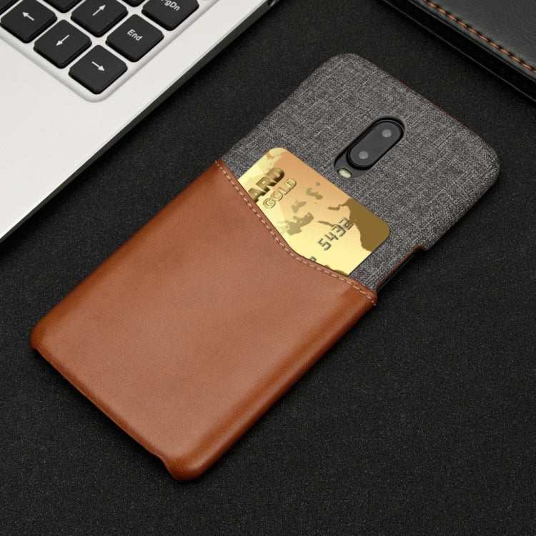 For OnePlus 6T PC + PU Splicing Case with Card Slots