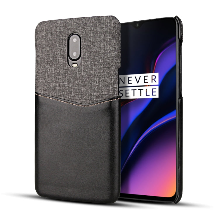 For OnePlus 6T PC + PU Splicing Case with Card Slots