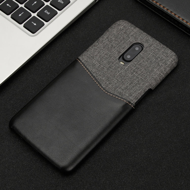 For OnePlus 6T PC + PU Splicing Case with Card Slots