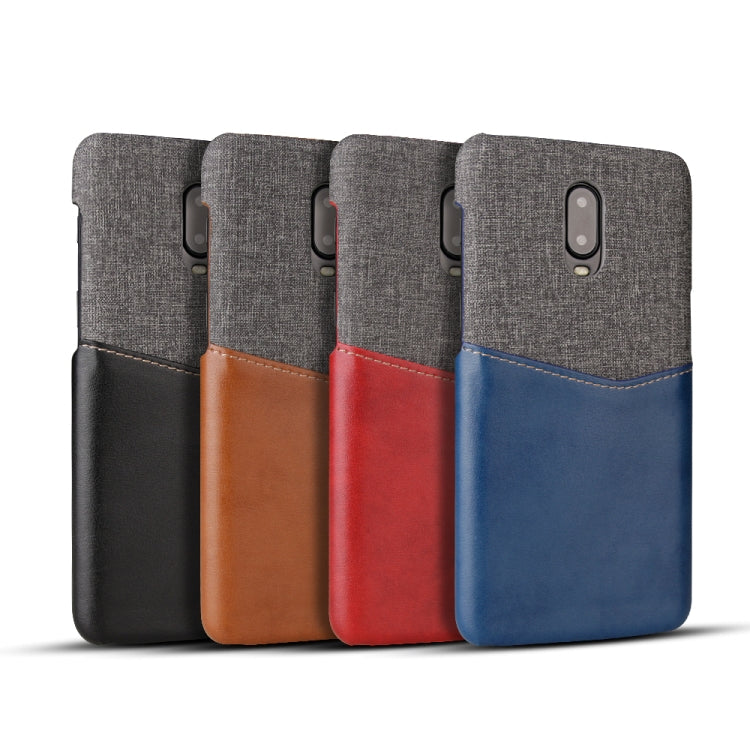 For OnePlus 6T PC + PU Splicing Case with Card Slots