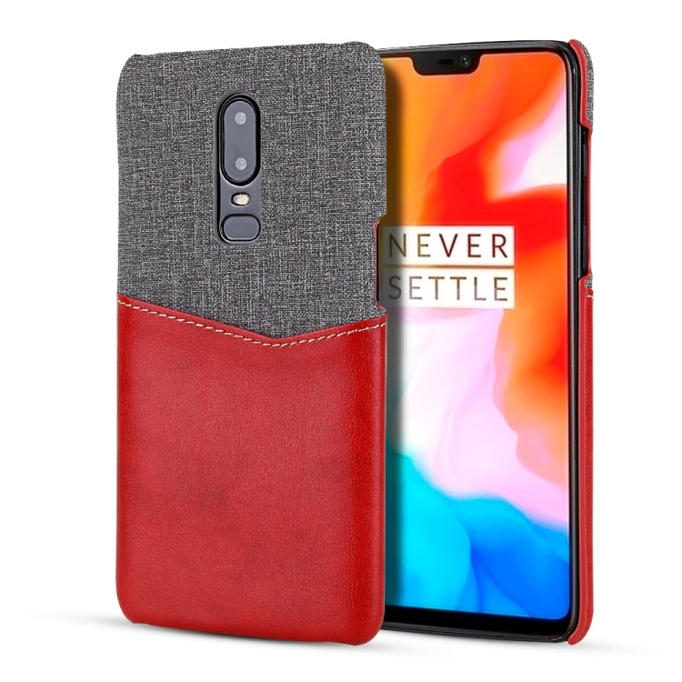 For OnePlus 6 PC + PU Splicing Case with Card Slots