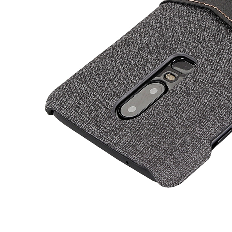 For OnePlus 6 PC + PU Splicing Case with Card Slots
