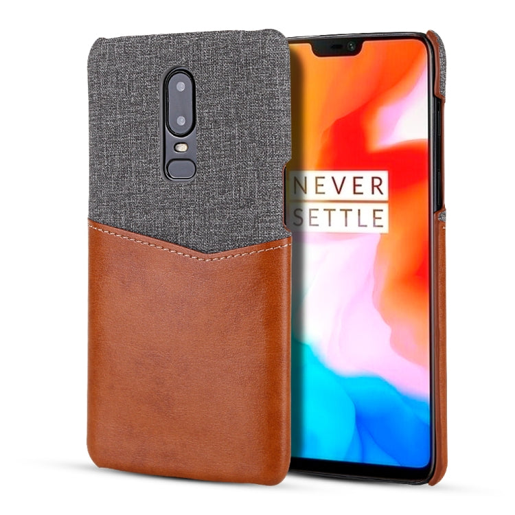 For OnePlus 6 PC + PU Splicing Case with Card Slots