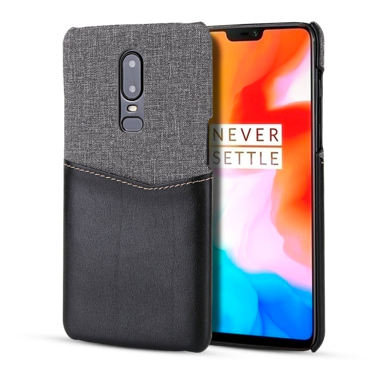 For OnePlus 6 PC + PU Splicing Case with Card Slots