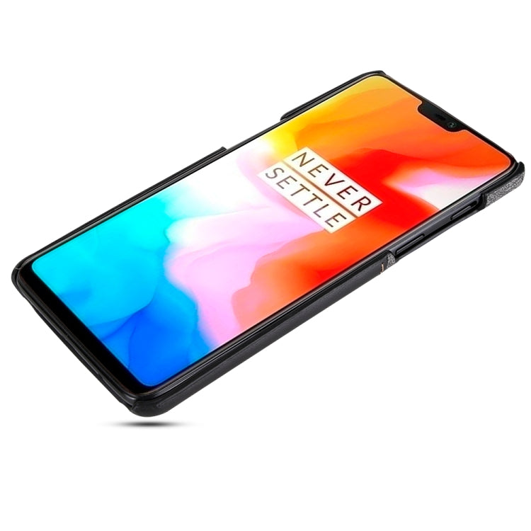 For OnePlus 6 PC + PU Splicing Case with Card Slots
