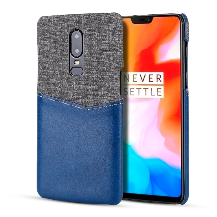 For OnePlus 6 PC + PU Splicing Case with Card Slots